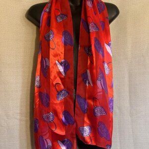 Beautiful Classic Rectangular Red and Purple Hat Society Shear & Silky Scarf
